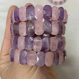 Amethyst & Rose Quartz Bracelet Gemstone Jewelry Bangle