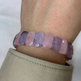 Amethyst & Rose Quartz Bracelet Gemstone Jewelry Bangle