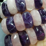 Amethyst & Rose Quartz Beads Bracelet Natural Gemstone Jewelry Bangle