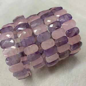 Amethyst & Rose Quartz Bracelet Gemstone Jewelry Bangle