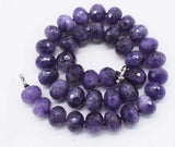 Amethyst Roundel Faceted 10*14mm/12mm Necklace 18inch