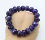 Amethyst Roundel Faceted Bracelet 7.5inch Beads Handcraft