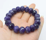 Amethyst Roundel Faceted Bracelet 7.5inch Beads Handcraft