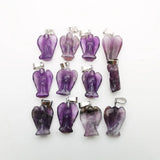 Amethyst Angel Stone Pendant 12pc Wing Charm Necklace for Jewelry Making