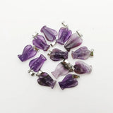 Amethyst Angel Stone Pendant 12pc Wing Charm Necklace for Jewelry Making
