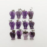 Amethyst Angel Stone Pendant 12pc Wing Charm Necklace for Jewelry Making