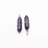 Amethyst Wire Winding Crystal Pillar Pendants for Jewelry Making