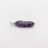 Amethyst Wire Winding Crystal Pillar Pendants for Jewelry Making