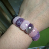 Amethyst & Rose Quartz Bracelet Natural Stone Bangle for Woman