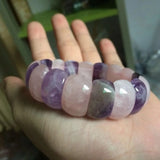Amethyst & Rose Quartz Bracelet Natural Stone Bangle for Woman