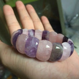 Amethyst & Rose Quartz Bracelet Natural Stone Bangle for Woman