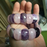Amethyst & Rose Quartz Bracelet Natural Stone Bangle for Woman