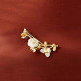 Enamel Pin Hetian Jade Flower Butterfly Brooch