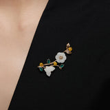 Hetian Jade Butterfly Flower Brooch Enamel Pin