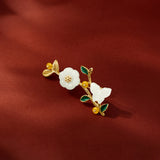 Enamel Pin Hetian Jade Flower Butterfly Brooch Jewelry Wedding