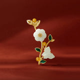 Enamel Pin Hetian Jade Flower Butterfly Brooch Wedding Jewelry