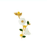 Ancient Craftsmanship Enamel Pin Hetian Jade Flower Butterfly Brooch