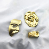 Exaggerated Half Face Mask Pin Brooch American Golden Face Unique Cold Wind
