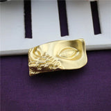 Exaggerated Half Face Mask Pin Brooch American Golden Face Unique Cold Wind