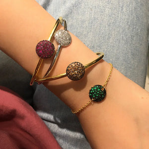 Zircon Bangle For Women Mushroom Open Bangle Plated Crystal Round Bracelets