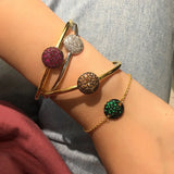 Zircon Bangle For Women Mushroom Open Bangle Plated Crystal Round Bracelets