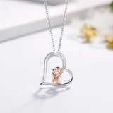 925 Sterling Silver Mother Baby Pendant Necklace with Box
