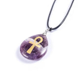 Ankh Necklace Natural Crystal Stone Chain Egyptian Gothic Jewelry