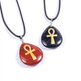 Ankh Necklace Natural Crystal Stone Chain Egyptian Gothic Jewelry