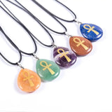 Ankh Necklace Natural Crystal Stone Chain Egyptian Gothic Jewelry