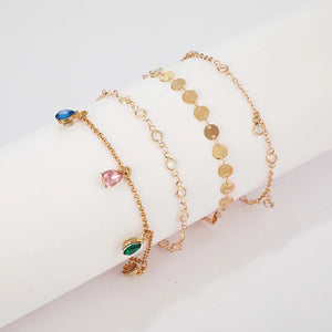 Eye Ball Flower Pendant Anklet Layered Ankle Bracelet NE1156