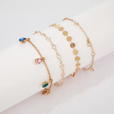 Eye Ball Flower Pendant Anklet Layered Ankle Bracelet NE1156