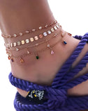 Eye Ball Flower Pendant Anklet Layered Ankle Bracelet NE1156