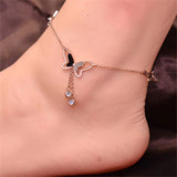 Metal Butterfly Rhinestone Anklets
