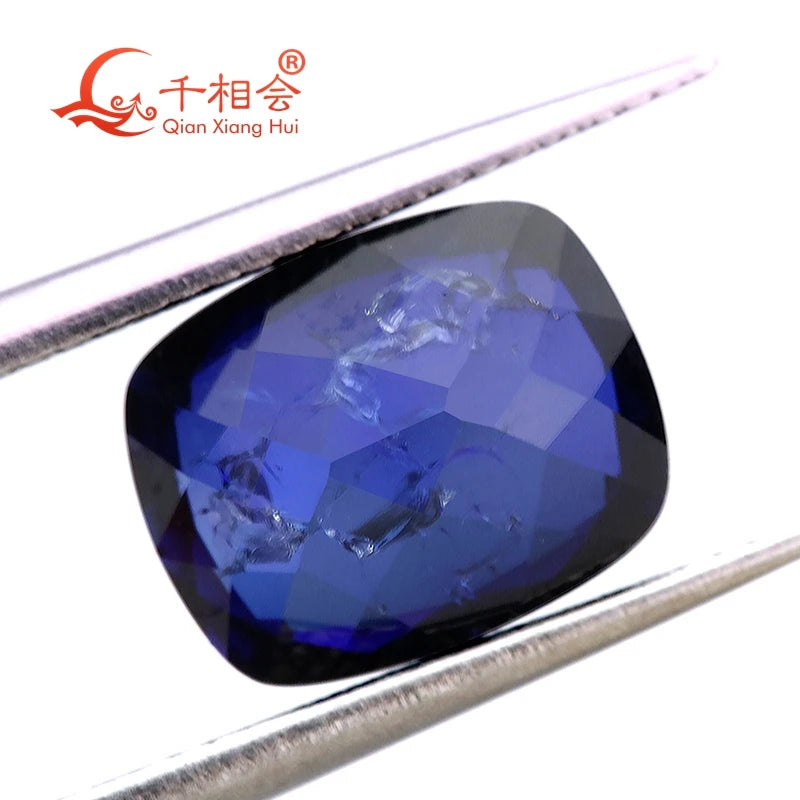 Antique Cushion Shape Dark Artificial Sapphire Gemstone