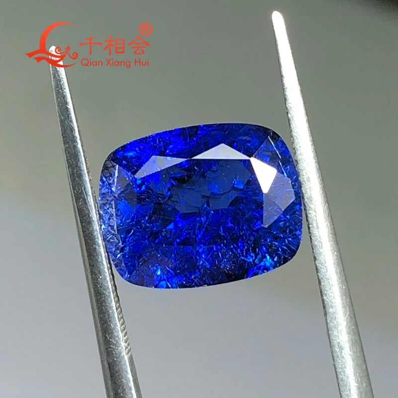 Antique Cushion Shape Dark Artificial Sapphire Gemstone