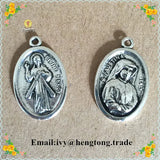 Antique Religious Pendant Charm, Rosary Divine Mercy S. Faustina Pendant Charm