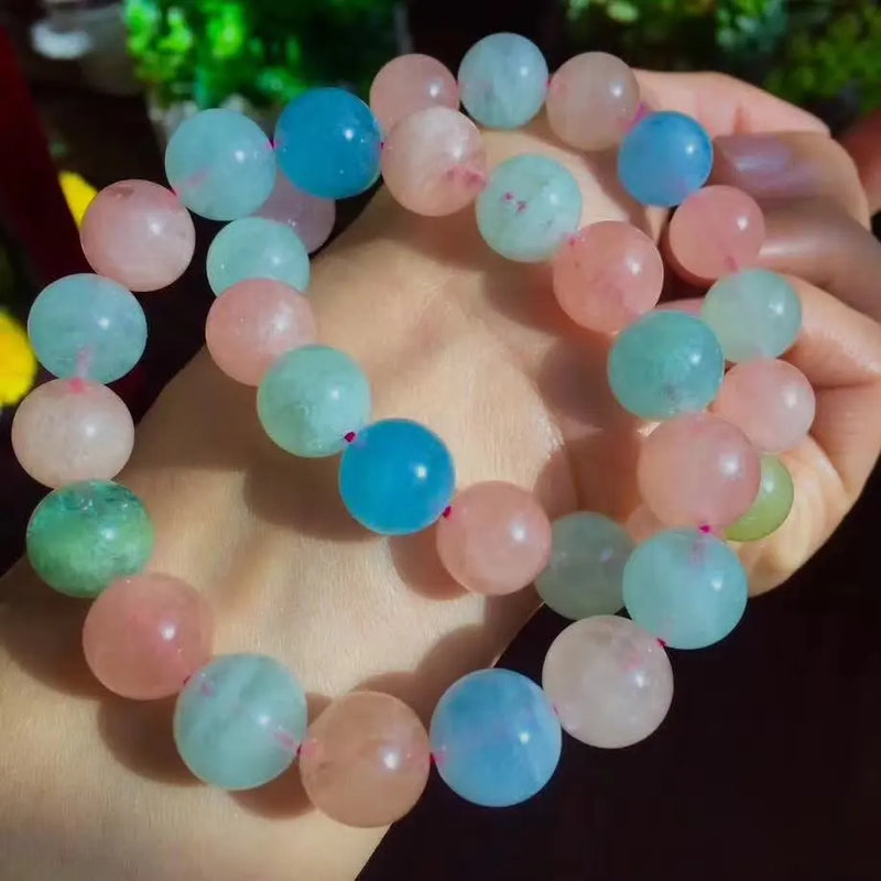 Aquamarine Multicolor Round Bracelet 7.5inch Beads