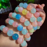 Aquamarine Multicolor Round Bracelet 7.5inch Beads