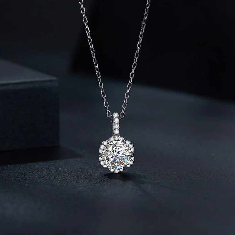 Moissanite Necklace For Women Sterling S925 Silver Lab Diamond Wedding Pendant