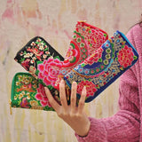 Chinese Folk Embroidery Wallet with Long Zipper