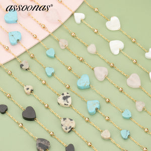 C318 Stainless Steel DIY Chain Natural Stone Shell 1m