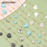 C318 Stainless Steel DIY Chain Natural Stone Shell 1m