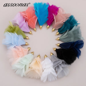 Handmade Feather Tassel Earring Pendants 2pcs/lot