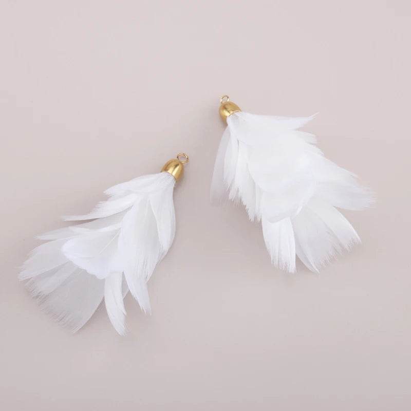 Handmade Feather Tassel Earring Pendants 2pcs/lot