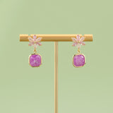 Flower Shape Earrings, 18k Plated, Nickel Free, Copper Metal