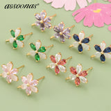 Flower Shape Earrings, 18k Plated, Nickel Free, Copper Metal