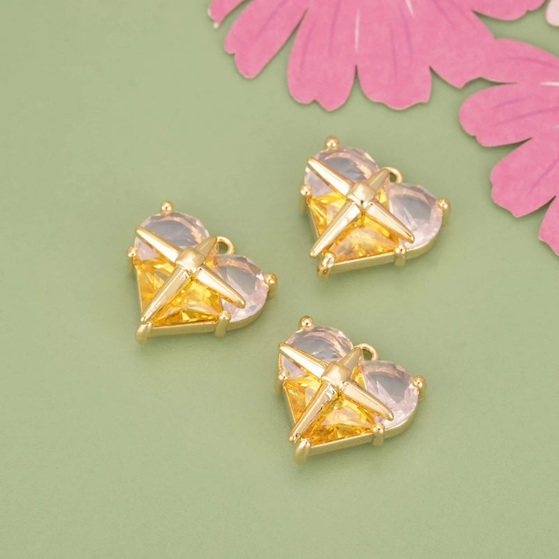 Heart Shape DIY Earring Pendants, Jewelry Making Charms, 6pcs/lot