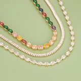 MB94 Fashion Rhodium Plated Zircon Mash Up Necklace