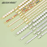 MB94 Fashion Rhodium Plated Zircon Mash Up Necklace