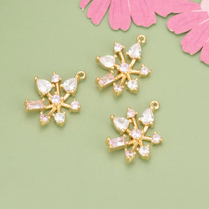 MC17,18K Plated Copper Zircons Charms DIY Jewelry Accessory 6pcs/lot